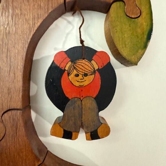 Vintage 1970s Wooden Puzzle Jenell Todd Woodland Animals Tire Swing Tree Painted - Picture 9 of 16
